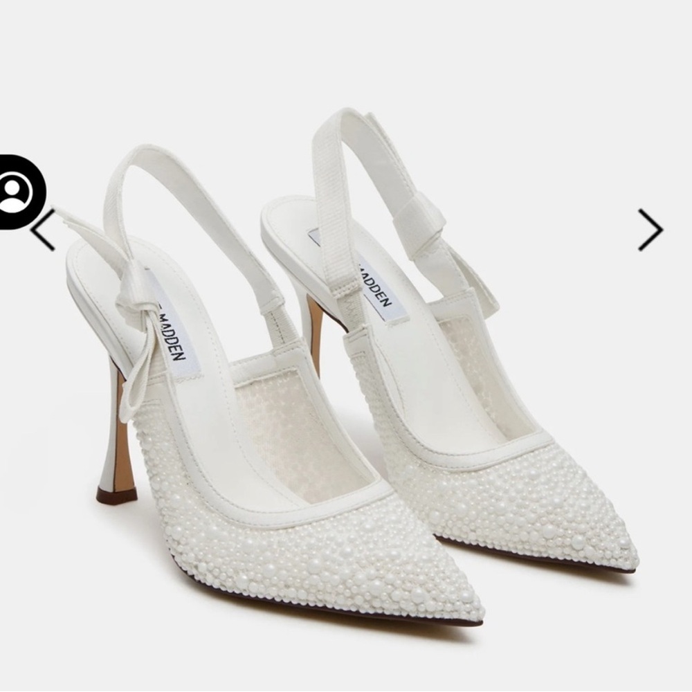 Steve Madden Pearl Embellished White Heels
